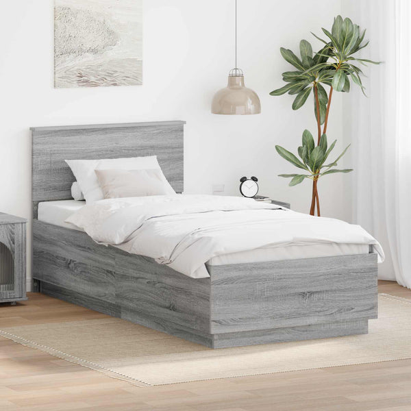 Bettrahmen mit Kopfteil 70x190 cm Grau