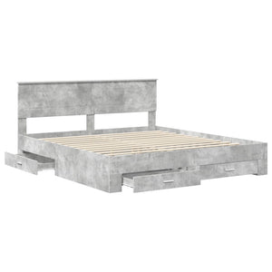 Bettrahmen mit Kopfteil Grau 180x200 cm