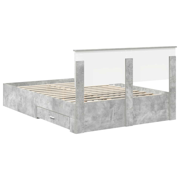 Bettrahmen mit Kopfteil Beton Grau 140x190 cm