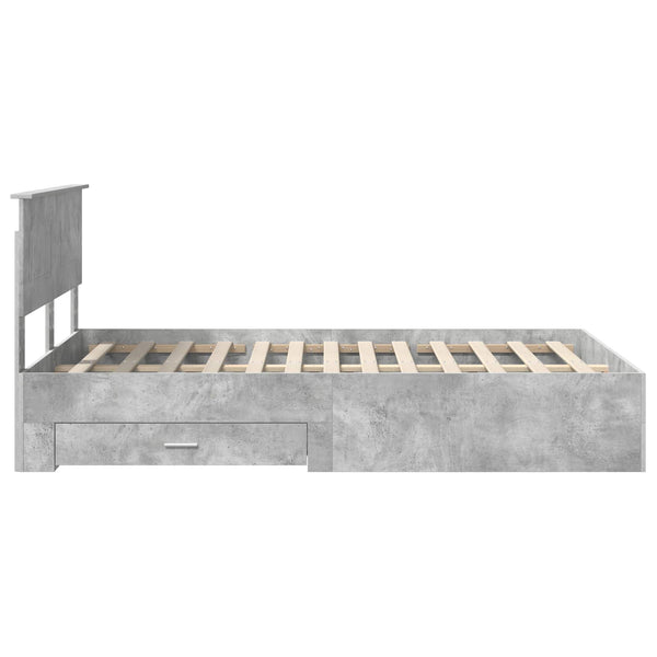 Bettrahmen mit Kopfteil Beton Grau 135x190 cm