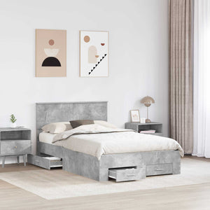 Bettrahmen mit Kopfteil Beton Grau 120x190 cm