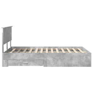 Bettrahmen mit Kopfteil Beton Grau 120x190 cm