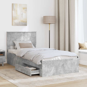 Bettrahmen Grau/Silber 75x190cm mit Stauraum