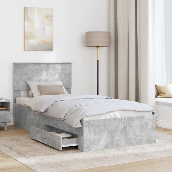 Bettrahmen Grau/Silber 75x190cm mit Stauraum