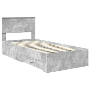 Bettrahmen Grau/Silber 75x190cm mit Stauraum