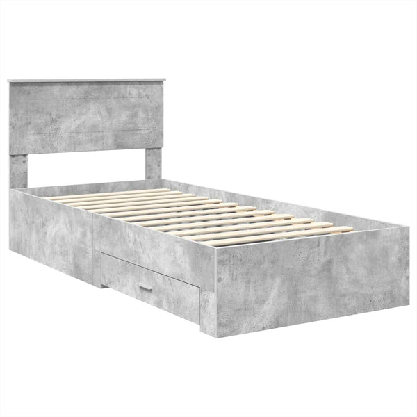 Bettrahmen Grau/Silber 75x190cm mit Stauraum