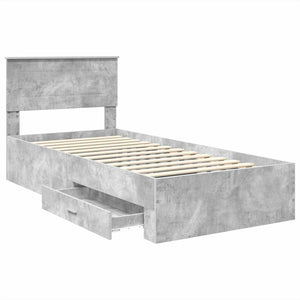 Bettrahmen Grau/Silber 75x190cm mit Stauraum