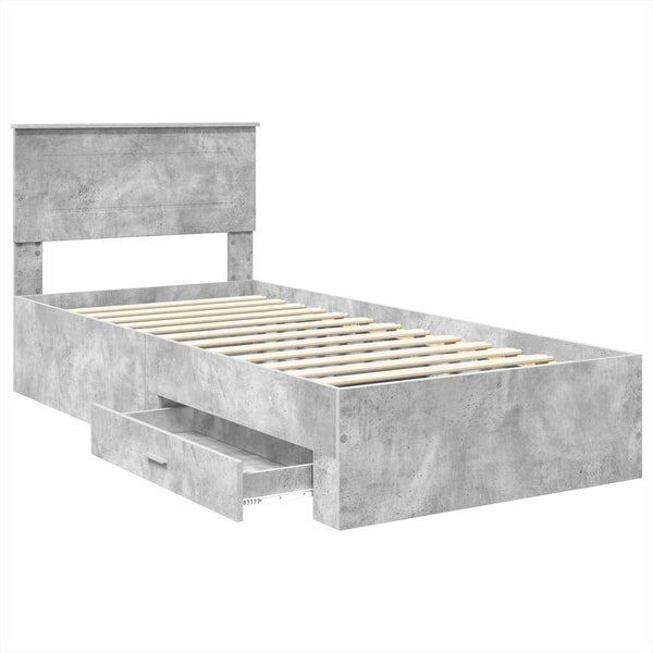 Bettrahmen Grau/Silber 75x190cm mit Stauraum