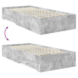 Bettrahmen Grau/Silber 75x190cm mit Stauraum