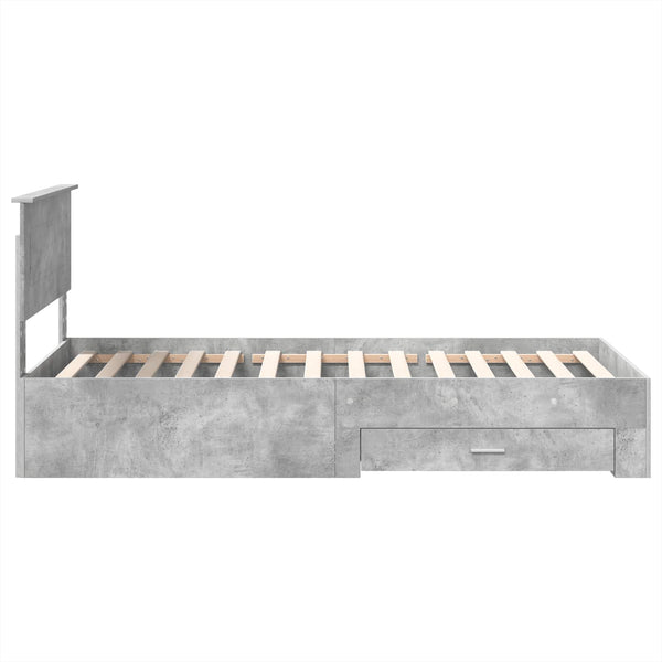 Bettrahmen Grau/Silber 75x190cm mit Stauraum