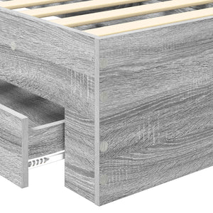 Bettrahmen 75x190 cm Grau Sonoma/Silber
