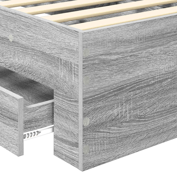 Bettrahmen 75x190 cm Grau Sonoma/Silber