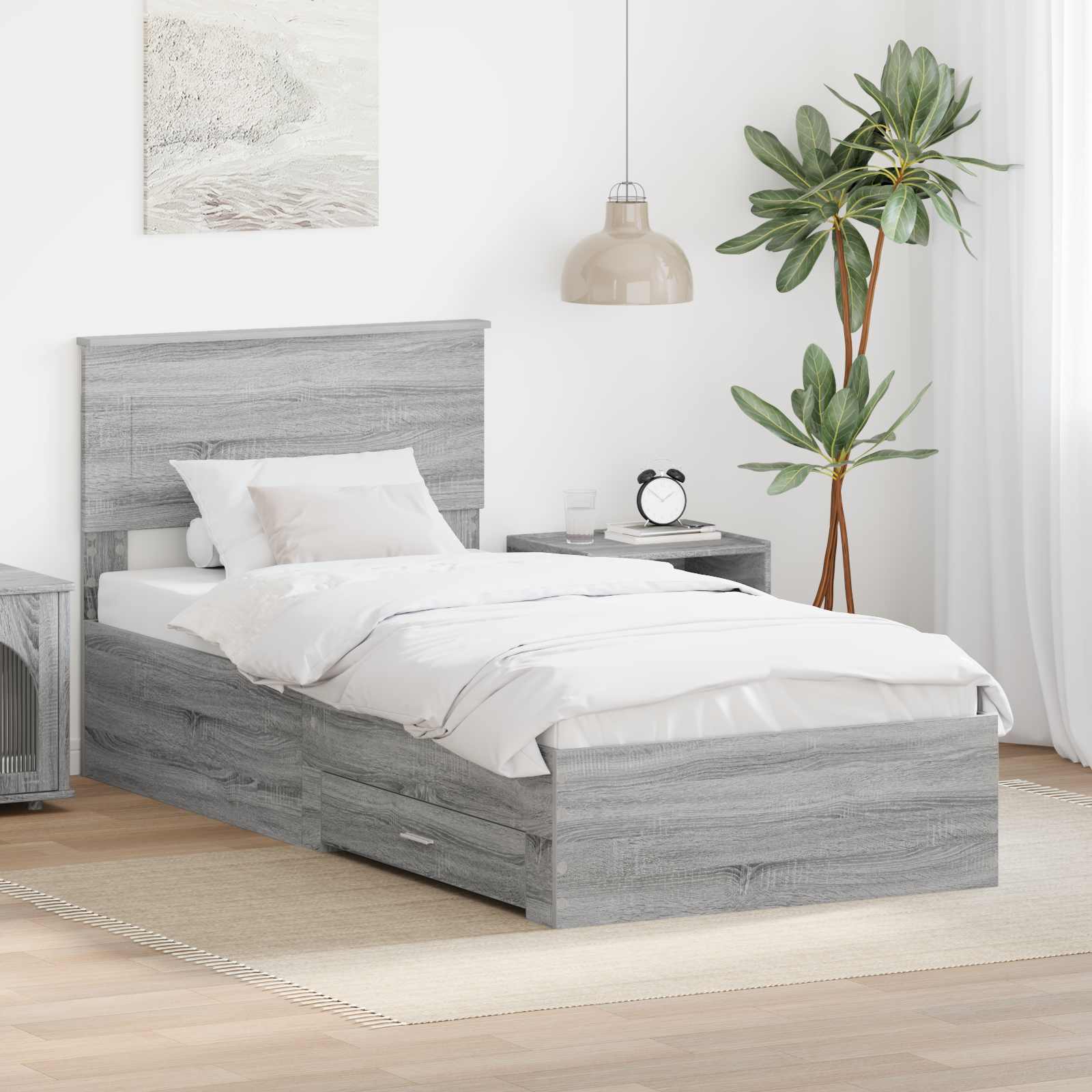 Bettrahmen 75x190 cm Grau Sonoma/Silber