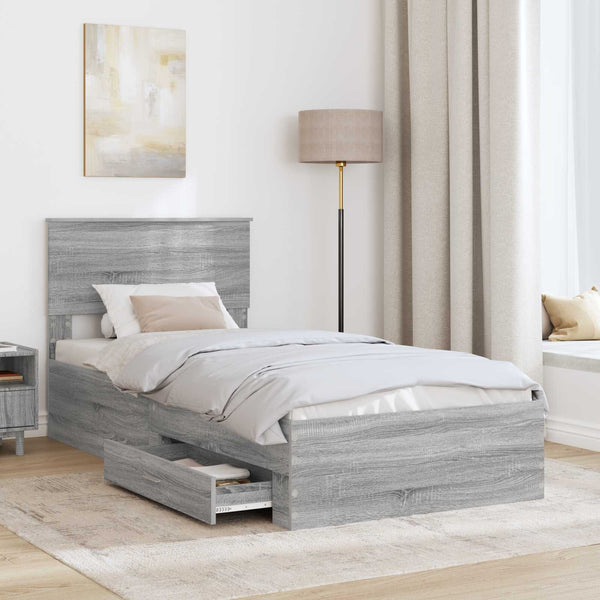 Bettrahmen 75x190 cm Grau Sonoma/Silber