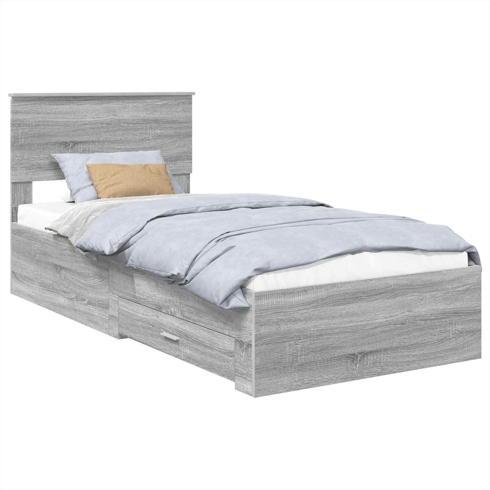 Bettrahmen 75x190 cm Grau Sonoma/Silber