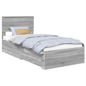 Bettrahmen 75x190 cm Grau Sonoma/Silber