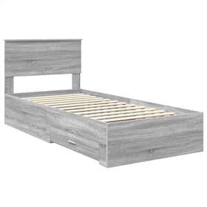 Bettrahmen 75x190 cm Grau Sonoma/Silber