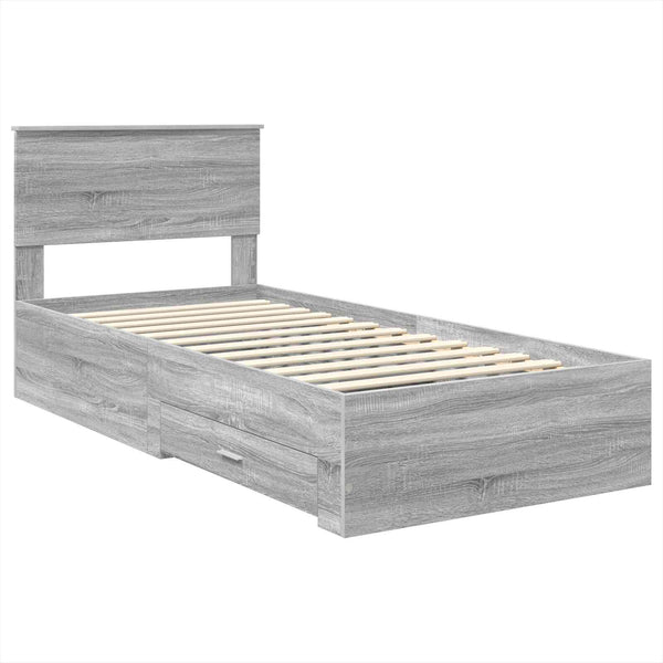 Bettrahmen 75x190 cm Grau Sonoma/Silber
