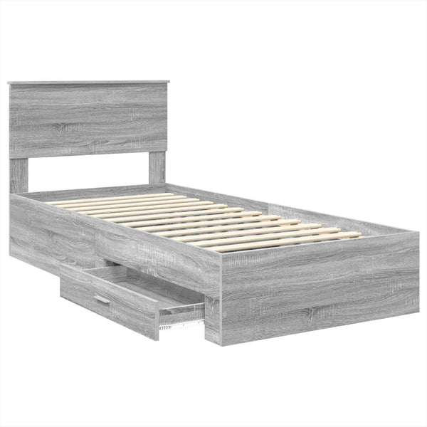 Bettrahmen 75x190 cm Grau Sonoma/Silber