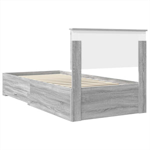 Bettrahmen 75x190 cm Grau Sonoma/Silber