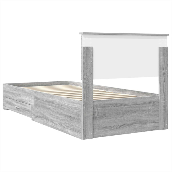 Bettrahmen 75x190 cm Grau Sonoma/Silber