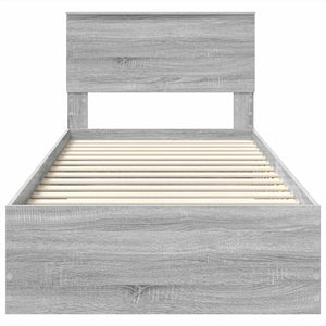 Bettrahmen 75x190 cm Grau Sonoma/Silber