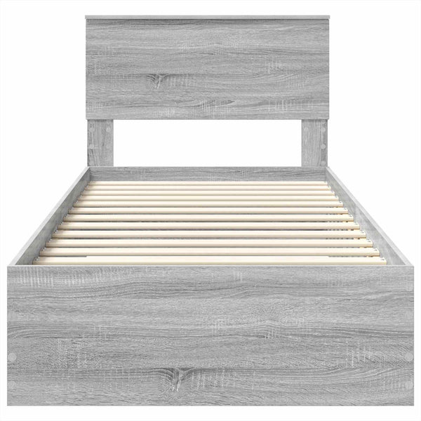 Bettrahmen 75x190 cm Grau Sonoma/Silber
