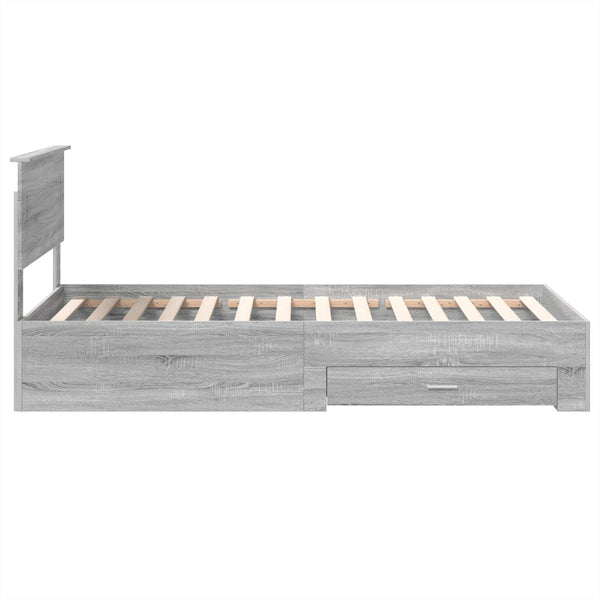 Bettrahmen 75x190 cm Grau Sonoma/Silber