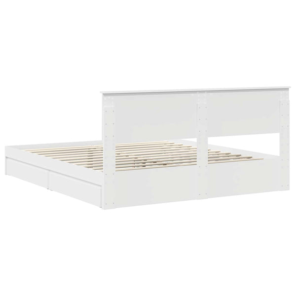 Bettgestell mit Stauraum Weiß 200x200 cm