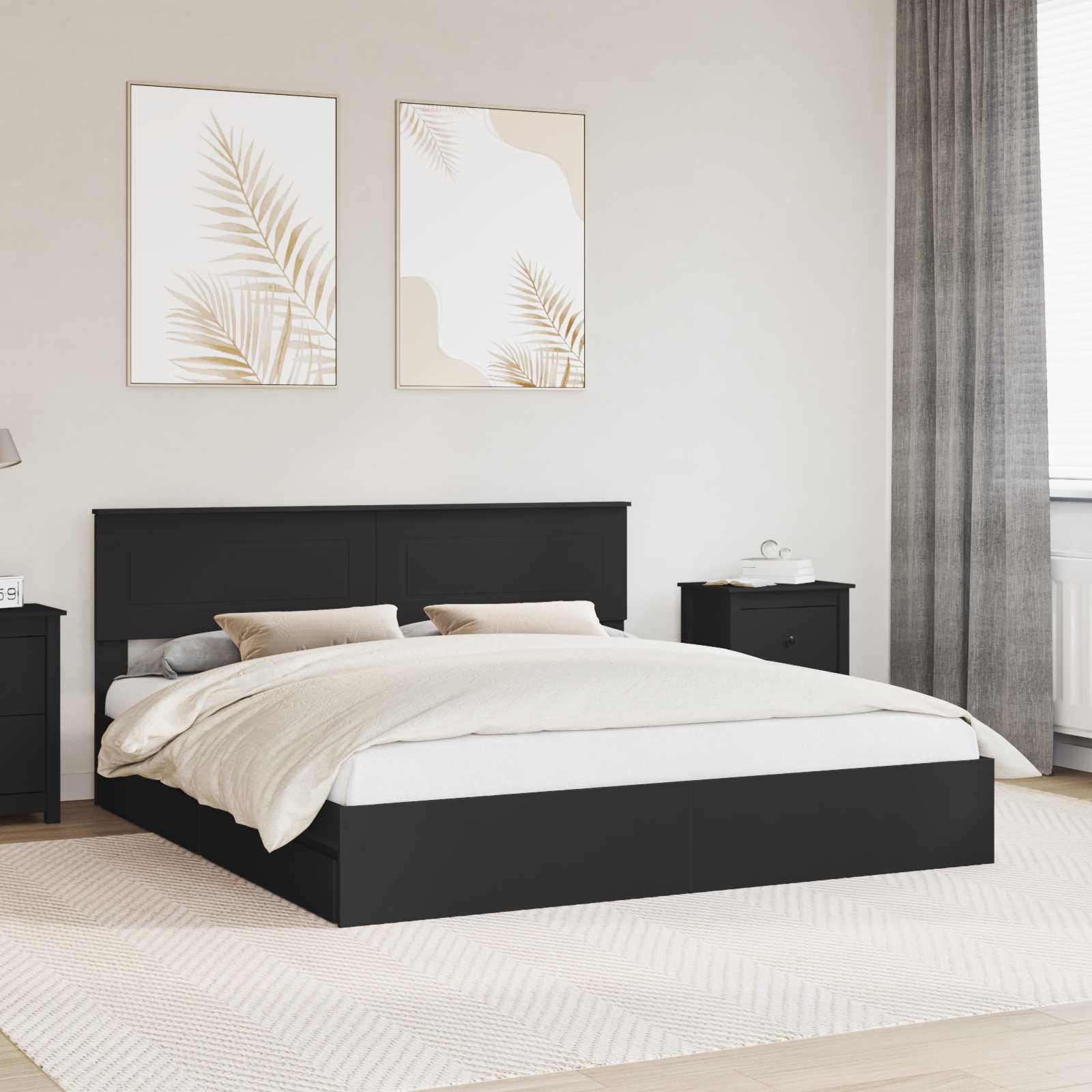 Aufbewahrungsbett 200x200 cm Schwarz