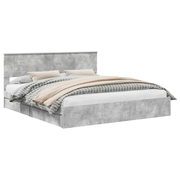 vidaXL Lit de rangement gris béton 200 x 200 cm Aggloméré