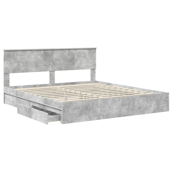 vidaXL Lit de rangement gris béton 200 x 200 cm Aggloméré