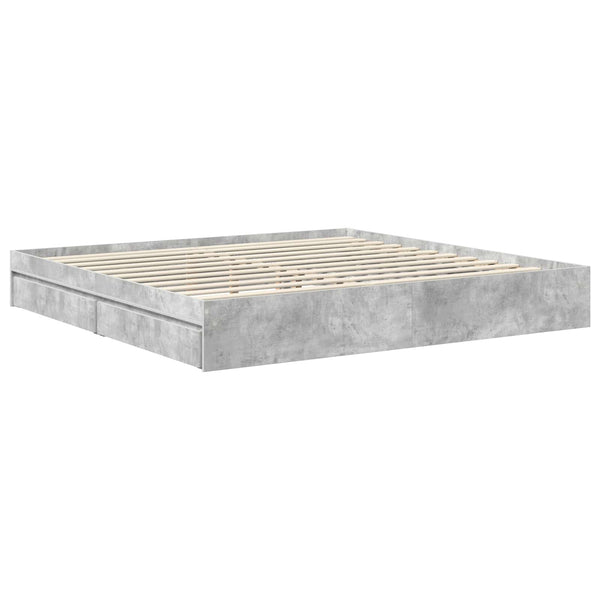 vidaXL Lit de rangement gris béton 200 x 200 cm Aggloméré