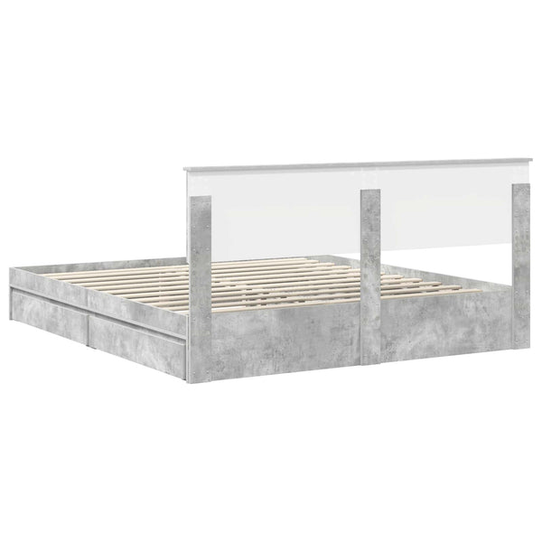 vidaXL Lit de rangement gris béton 200 x 200 cm Aggloméré
