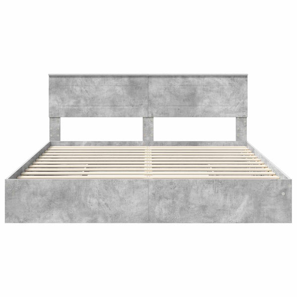 vidaXL Lit de rangement gris béton 200 x 200 cm Aggloméré