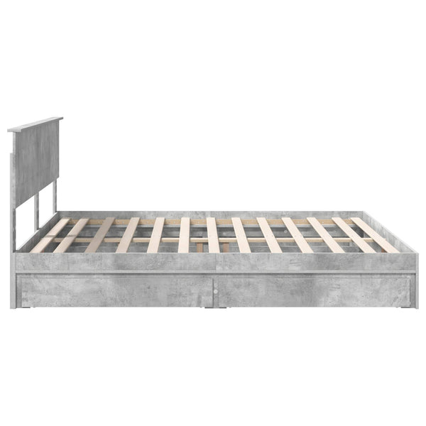 vidaXL Lit de rangement gris béton 200 x 200 cm Aggloméré