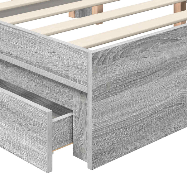vidaXL Lit de rangement Gris Sonoma 180 x 200 cm Bois d'ingénierie