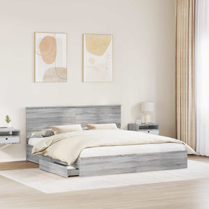 vidaXL Lit de rangement Gris Sonoma 180 x 200 cm Bois d'ingénierie