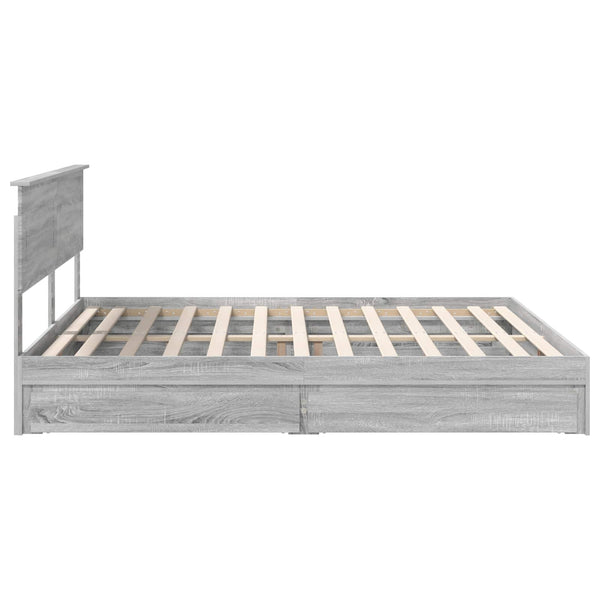 vidaXL Lit de rangement Gris Sonoma 180 x 200 cm Bois d'ingénierie