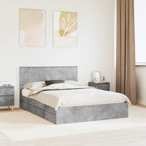 Stauraumbett Beton Grau 150x200 cm