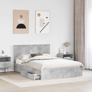 Stauraumbett Beton Grau 150x200 cm