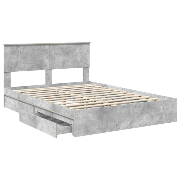 Stauraumbett Beton Grau 150x200 cm