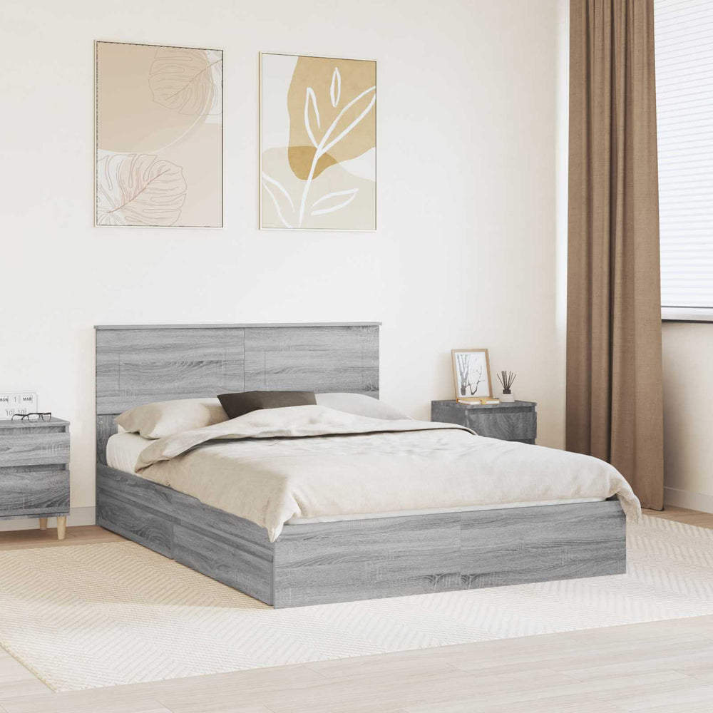 Aufbewahrungsbett Sonoma Grau 150x200 cm