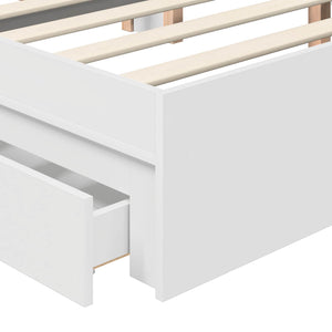 vidaXL Lit de rangement avec tête de lit Blanc 140 x 190 cm Bois d'ingénierie