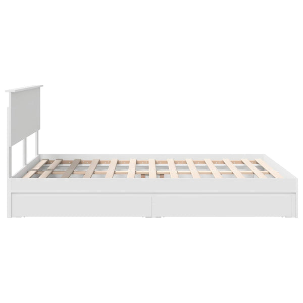 vidaXL Lit de rangement avec tête de lit Blanc 140 x 190 cm Bois d'ingénierie