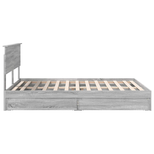 Stauraumbett 140x200 cm Grau Sonoma