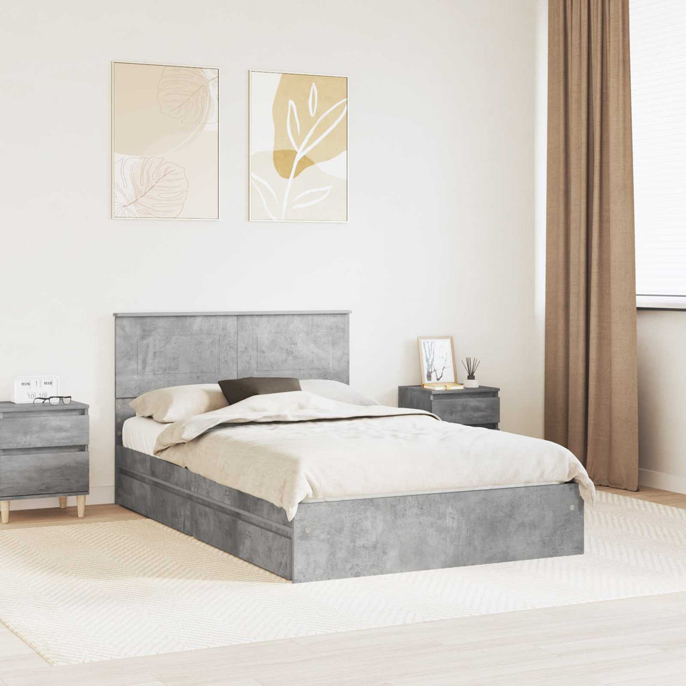 Stauraumbett Beton Grau 135x190 cm