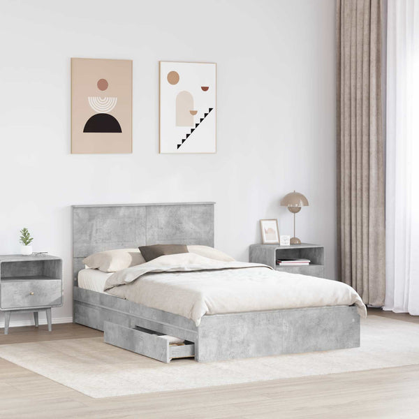 Stauraumbett Beton Grau 135x190 cm