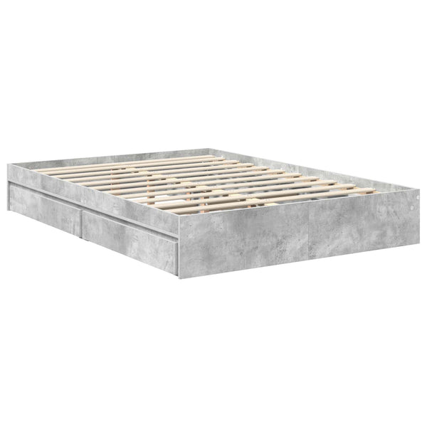 Stauraumbett Beton Grau 135x190 cm