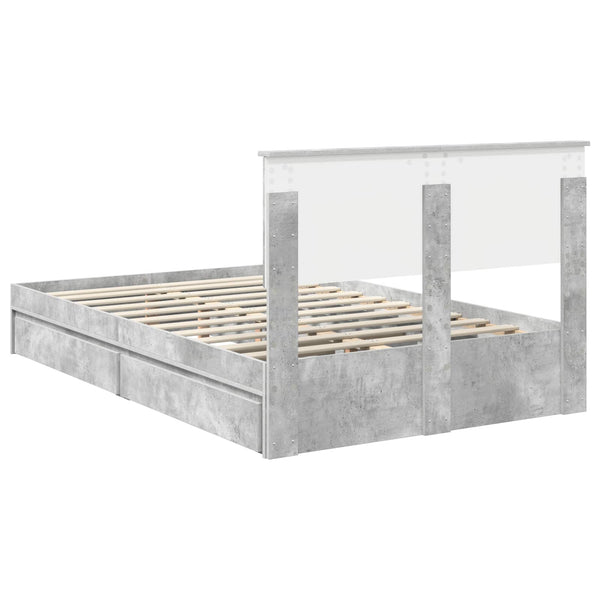 Stauraumbett Beton Grau 135x190 cm